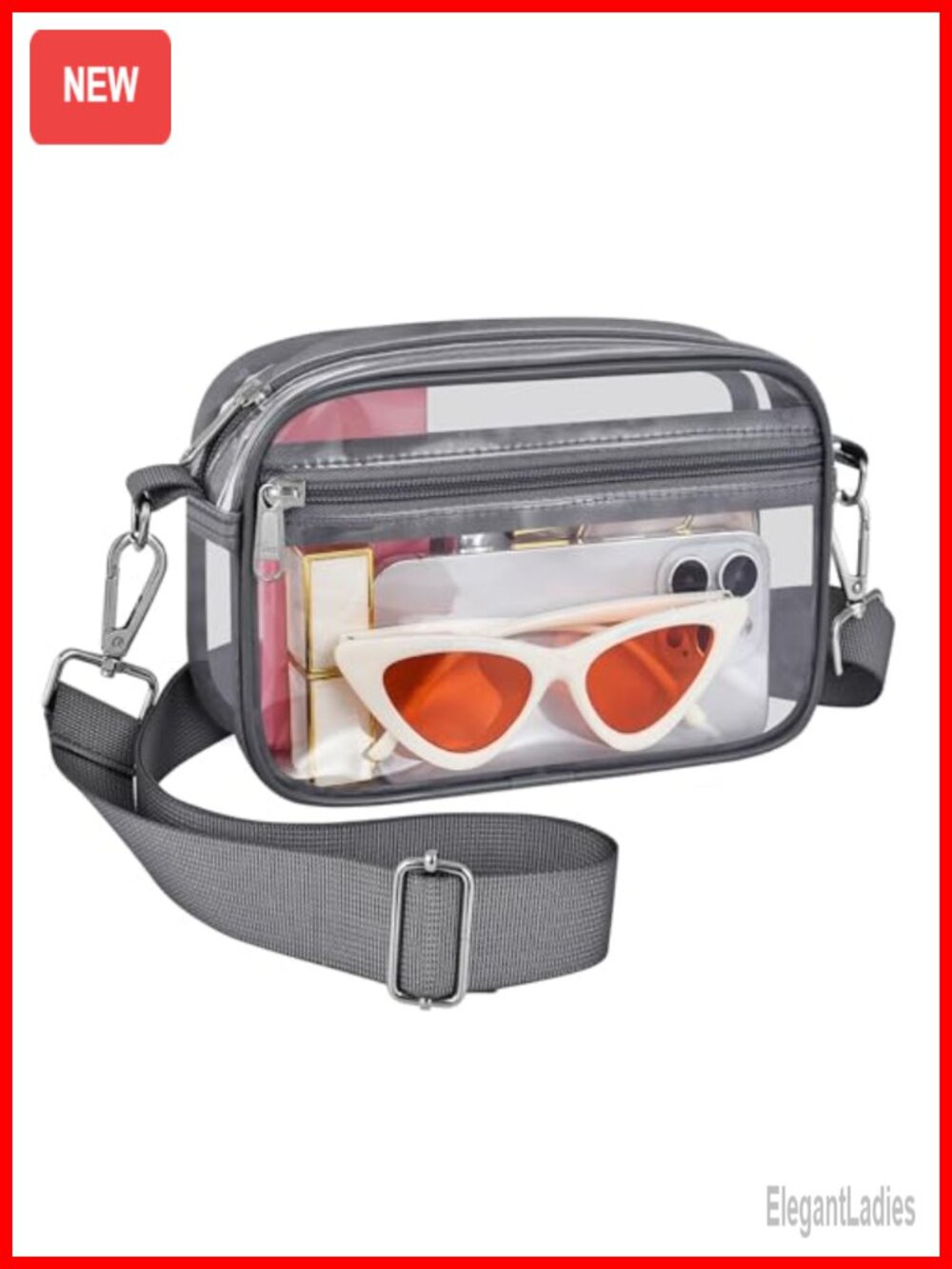 Clear Purse Stadium Approved Crossbody Bag Heavy-Duty PVC
